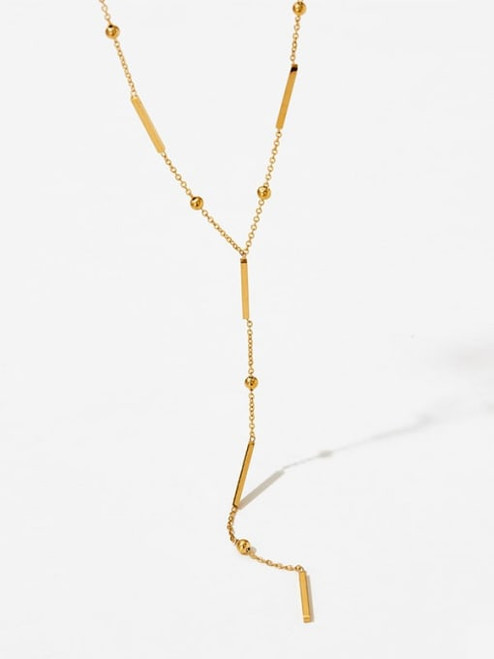 Beads and Bars Lariat Necklace: Gold Or Silver - LAST ONES!