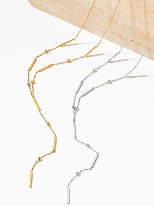 Beads and Bars Lariat Necklace: Gold Or Silver - LAST ONES!