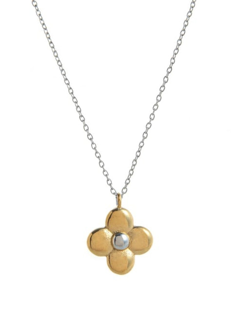Mixed Metals Flower Necklace