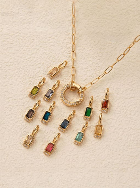 Hinged Birthstone Paperclip Necklace