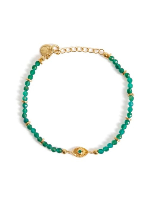 Natural Stone Eveil Eye Bracelet: Green - LAST ONES!
