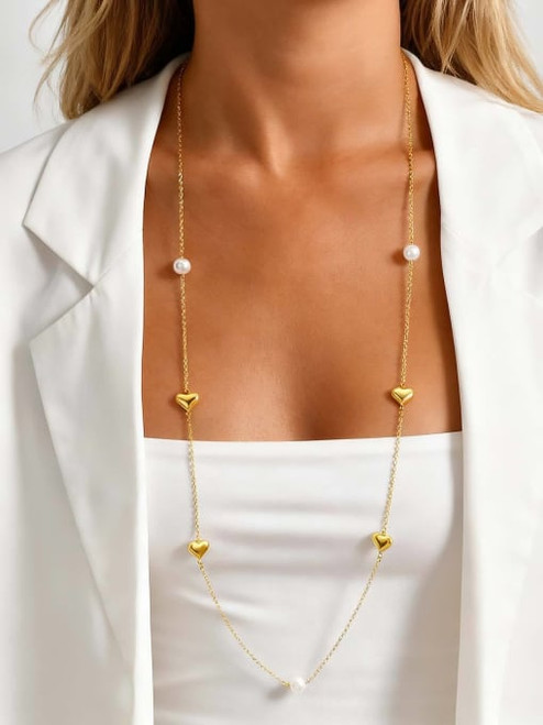 Long Wrapable Heart Pearl Neckalce: LAST ONES!