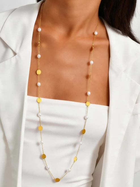 Ovals Nd Pearls Wrap Necklace: LAST ONE!