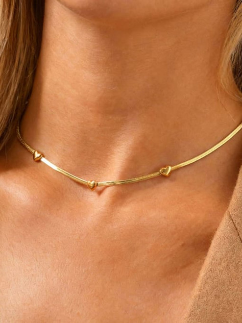 Smooth Chain Hearts Necklace