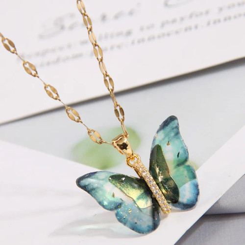 Green Tones Butterfly Necklace: LAST ONE!
