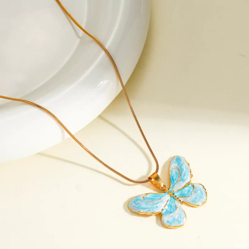 Blue Tones Butterfly Necklace: LAST ONE!