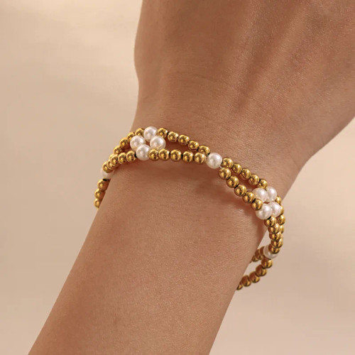 Metal Beads And Pearls Bracelet: Gold Or Silver - FEW LEFT!