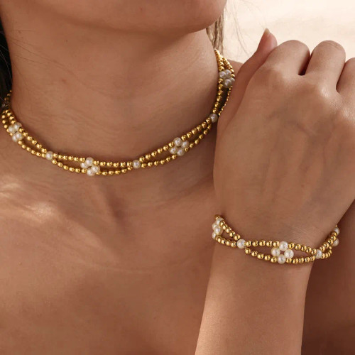 Metal Beads And Pearls Bracelet: Gold Or Silver - FEW LEFT!