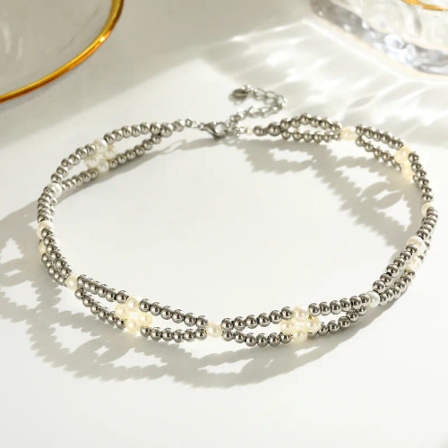 Metal Beads And Pearls Necklace: Gold Or Silver - FEW LEFT!