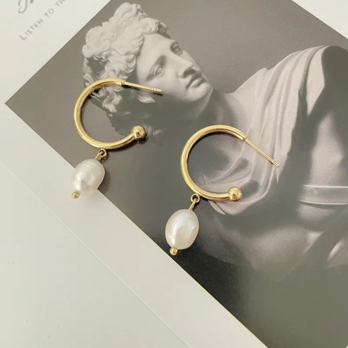 Waterproof Hoop Pearl Drop Earrings: 3 LEFT!