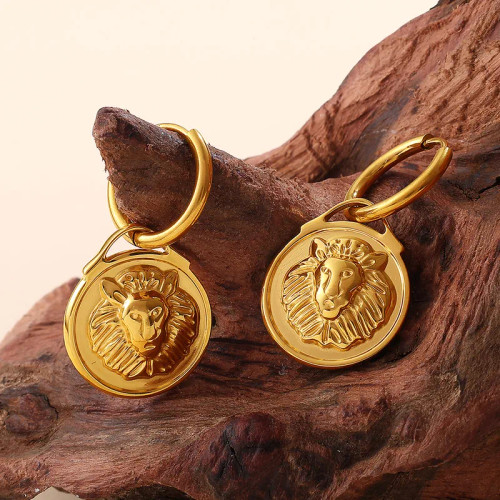 Lion Medallion Earrings: LAST PAIR!