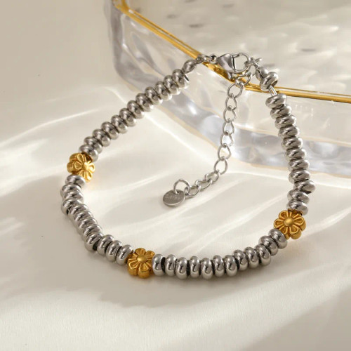 Little Flowers Two Tone Bead Bracelet: 2 LEFT!