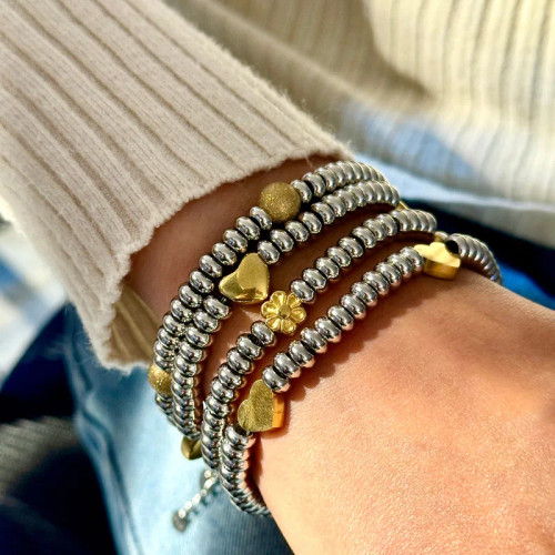 Little Flowers Two Tone Bead Bracelet: 2 LEFT!