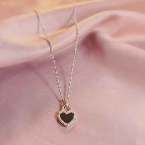 Waterproof Reversible Black And White Heart Necklace: Gold Or Silver -LAST ONE!