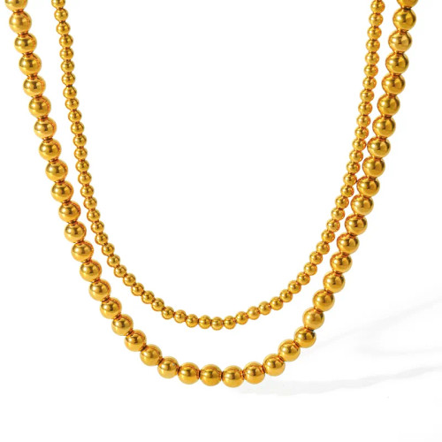 Double Layer Metal Beads Necklace: Gold Or Silver - LAST ONES!