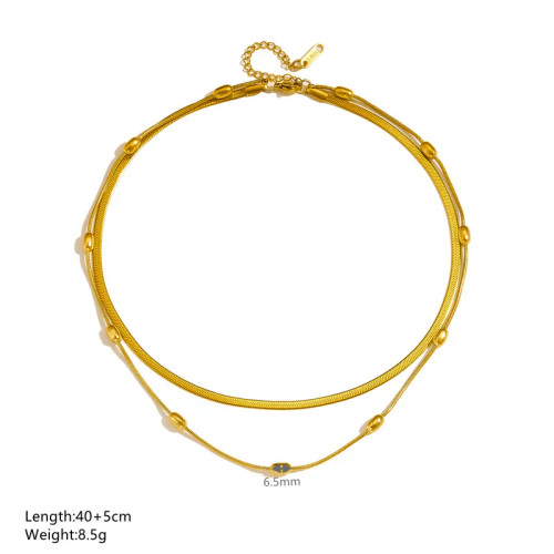 Waterproof Double Layer Bead Accented Necklace: LAST ONE!