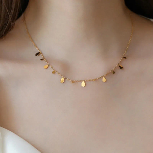 Waterproof Tiny Teardrops Minimalist Necklace: LAST ONE!