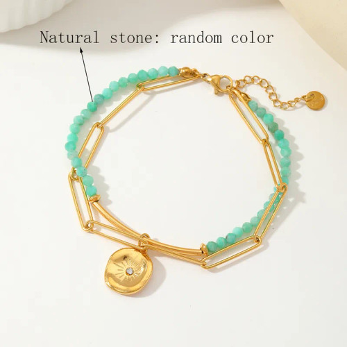 Sunburst Medallion Natural Stone bracelet: LAST ONE!