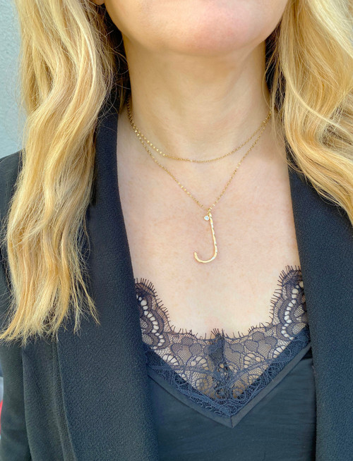 Hammered Initial Necklace Gold: Seen on Today Show Deals! Last Ones: B, N, K, W