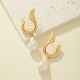 Metal Curve Pearl Drop Earrings