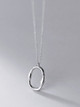Sterling Minimalist Oval Pendant Necklace: Gold Or Silver