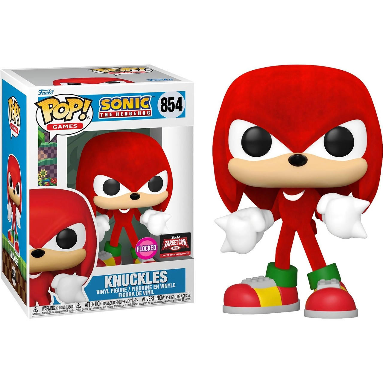 Funko Pop! Games Sonic the Hedgehog 854 Knuckles (Flocked Targetcon  Exclusive)