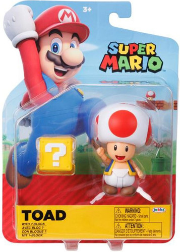 Jakks Pacific World of Nintendo Super Mario Bros Red Toad With Question Block 4.5" Figure