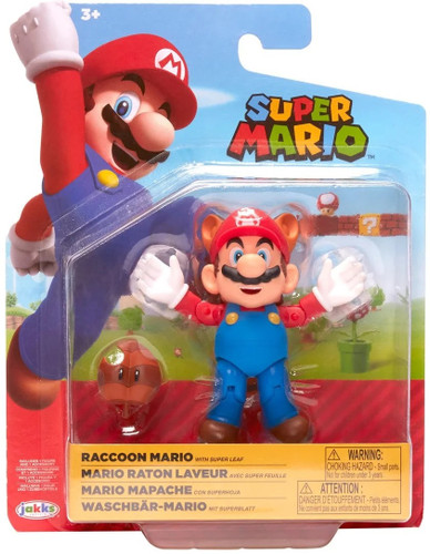 Jakks Pacific World of Nintendo Super Mario Raccoon Mario with Super Leaf 4.5" Figure
