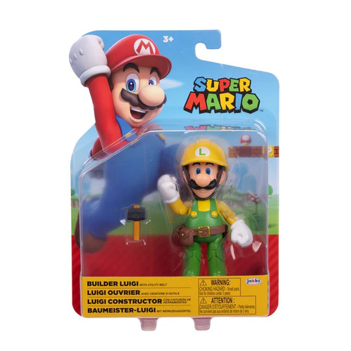 Jakks Pacific World of Nintendo Super Mario Bros Builder Luigi 4.5"