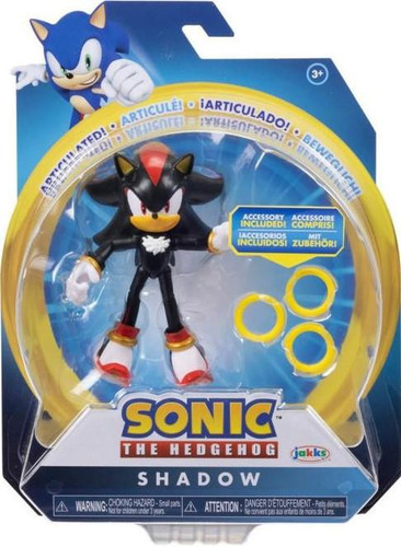  Jakks Pacific Sonic The Hedgehog Shadow With Rings 4.5" Figure 