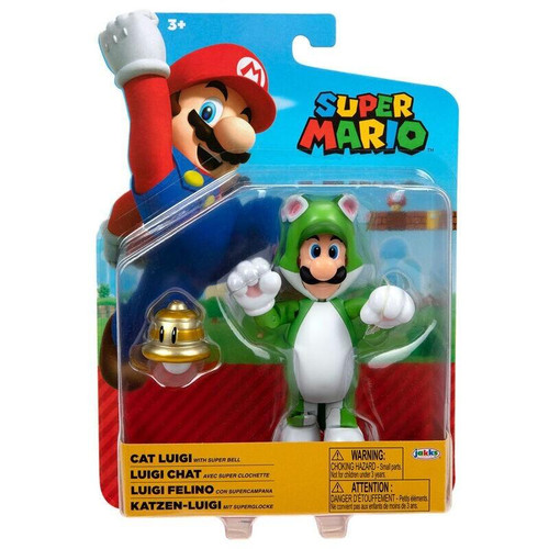  Jakks Pacific World of Nintendo Super Mario Cat Luigi 4" Figure 