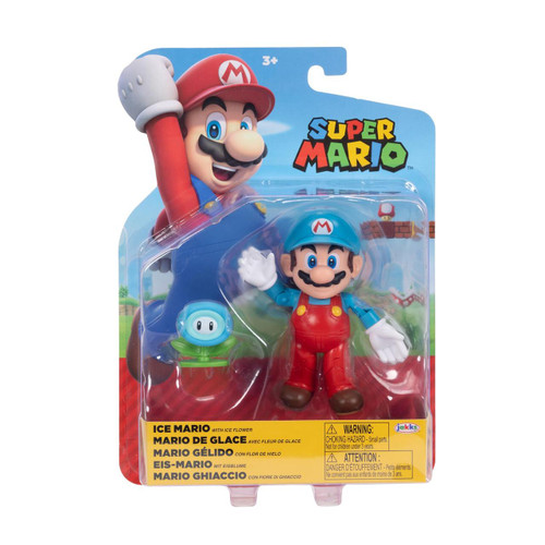  Jakks Pacific World of Nintendo Super Mario Ice Mario With Ice Flower 4" Figure 