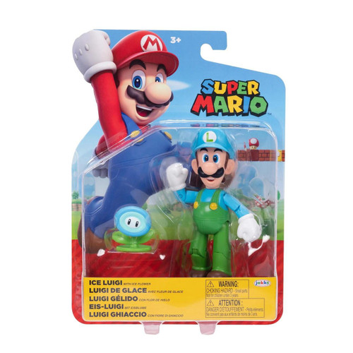  Jakks Pacific World of Nintendo Super Mario Ice Luigi With Flower 4" Figure 
