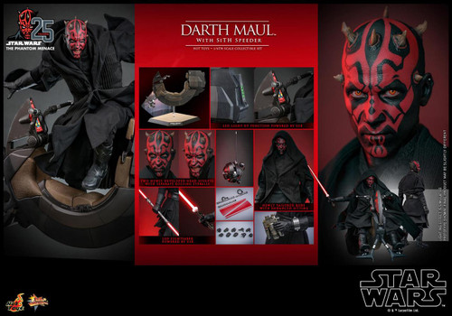  Hot Toys Star Wars Phantom Menace Darth Maul With Sith Speeder 1/6 Scale Figure 