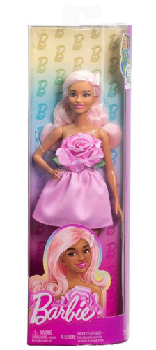  Barbie Fashionistas Doll #238 in Strapless Rose Dress, Pink Hair With Barrette Accessory 