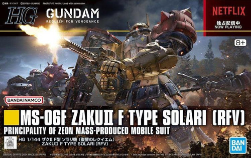  Bandai Gundam Requiem for Vengeance Zaku II F Type Solari 1/144 Scale High Grade Model Kit 