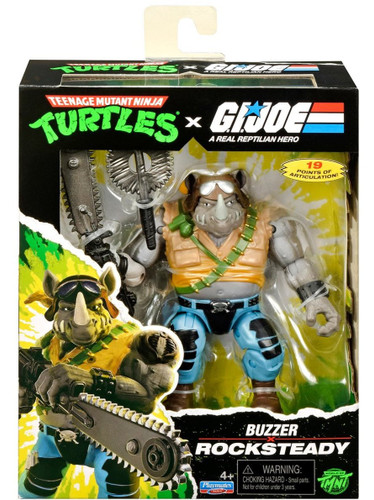 Playmates Teenage Mutant Ninja Turtles x G.I. Joe Rocksteady x Buzzer Figure
