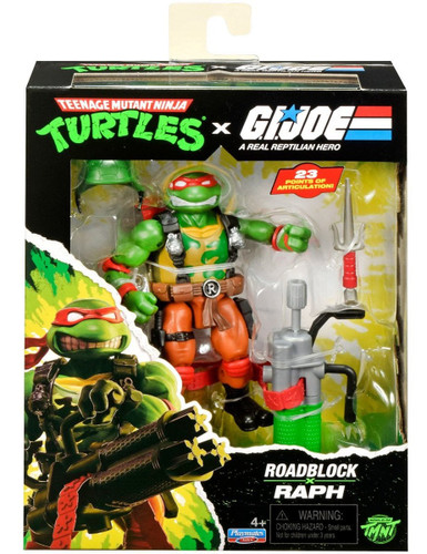 Playmates Teenage Mutant Ninja Turtles x G.I. Joe Raphael x Roadblock Figure