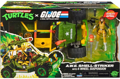  Playmates Teenage Mutant Ninja Turtles x G.I. Joe All-Weather and Environment (AWE) Shell-Striker Vehicle with April O'Neil Figure 