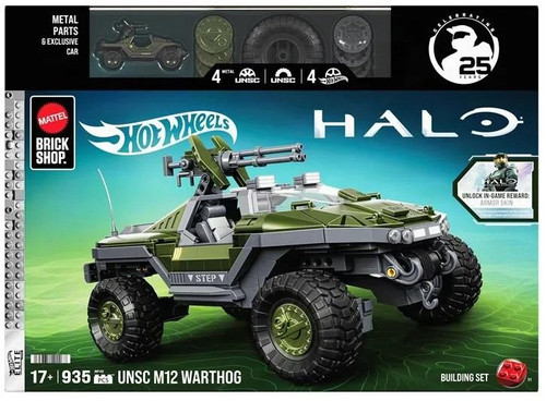  Mattel Brick Shop Hot Wheels Halo UNSC M12 Warthog Building Block Set 