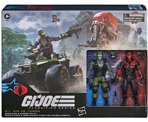 Hasbro G.I. Joe Classified Seires #218 Snake Eyes & Varmint ATV vs. Stealth Viper & Cobra Stealth Flight Pod (Trubble Bubble) 6" Scale Set