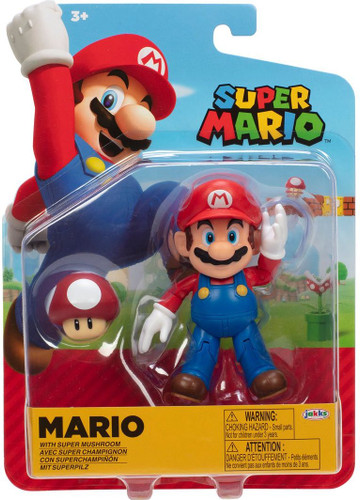 Jakks Pacific World of Nintendo Mario With Super Mushroom 4" Figure