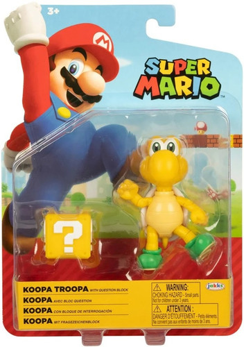 Jakks Pacific World of Nintendo Super Mario Green Koopa Troopa With Question Block 4" Figure