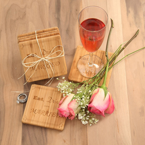 Eat Drink & Be Married Coaster Set