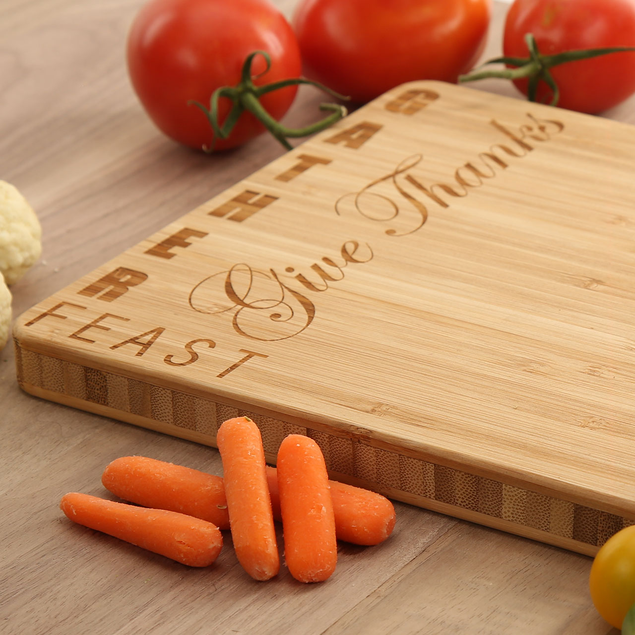 Gather, Feast, Give Thanks - Thanksgiving Bamboo Cutting Board - Thumbnail 3