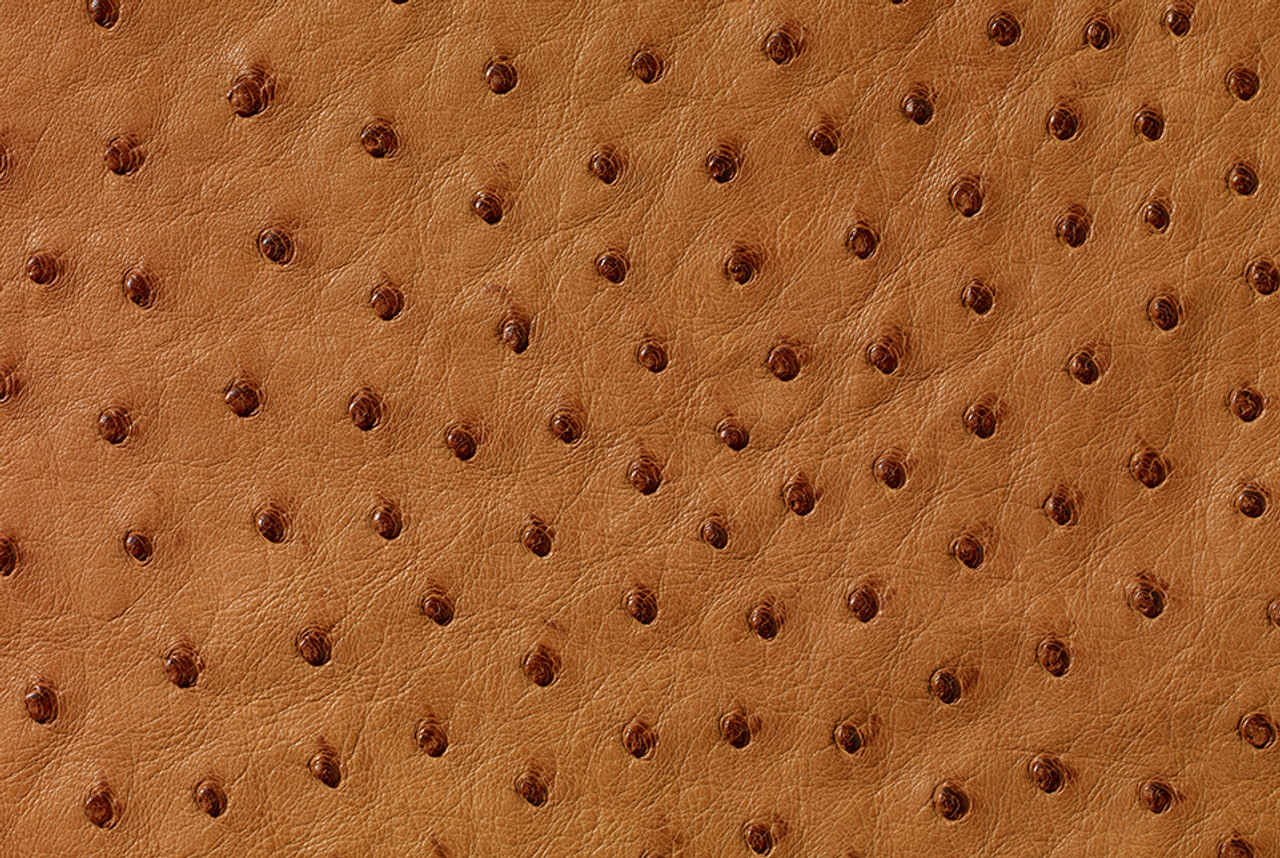 Ostrich skin Leather Cognac Color SF (%100 Natural Genuine Hide)