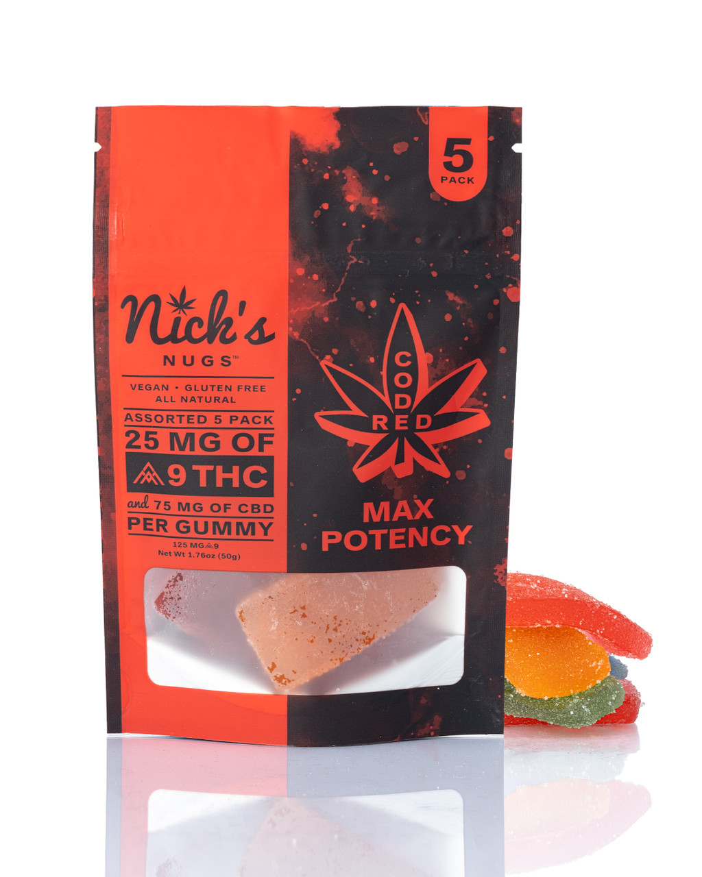 Max Potency (Code Red) by Nick's Nugs 25 mg ∆9 | 75 mg CBD Gummy