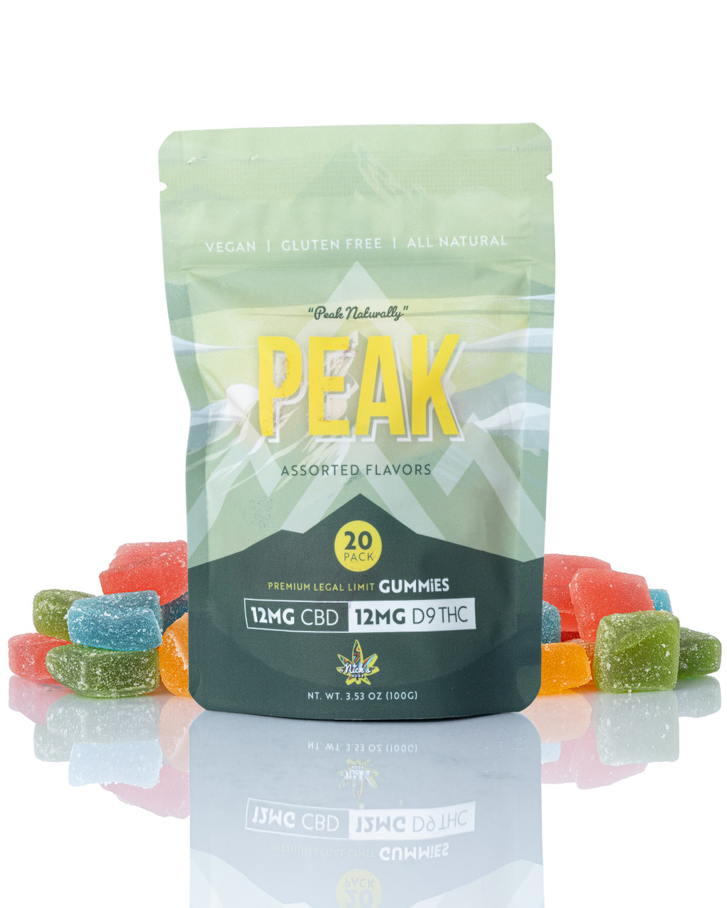 Peak by Nick's Nugs 12 mg ∆9 | 12 mg CBD Gummy