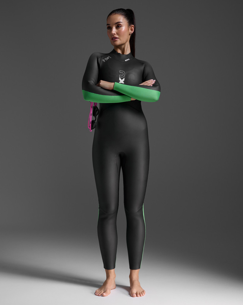 2XU - Women's Propel Open water  Wetsuit - Black/Bright Green - 2026 - Wetsuit Hire