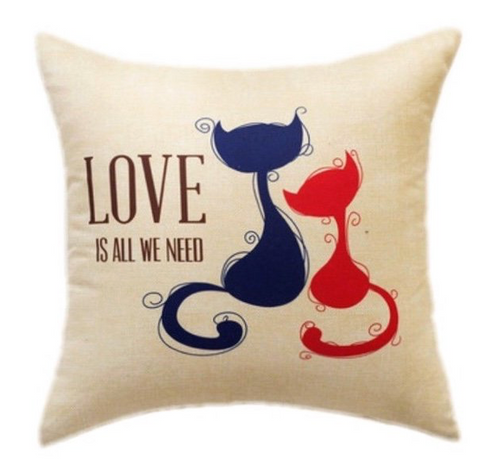 Throw Pillow Cartoon Cats LOVE IS  All We Need